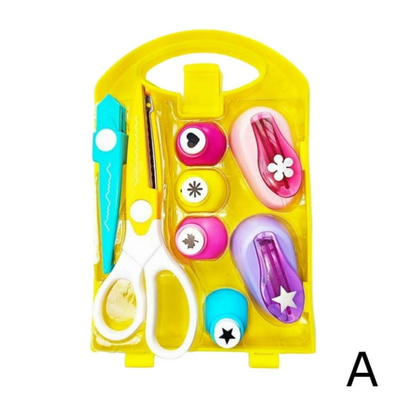 Creative Kids DIY Puncher Craft Kit, Craft Scissors Set, Hole Punch for Kids, Shape Cutters for Crafts, Leaf, Butterfly, Star Heart Flower Punch DIY Kids Hole Punch Projects
