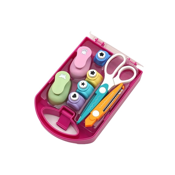 Creative Kids DIY Puncher Craft Set, Craft Hole Punch Shapes Set, Hole Punch for Kids,Craft Scissors Set,Shape Cutters for Crafts,Leaf, Butterfly, Star Heart Flower Punchers (1 Set)