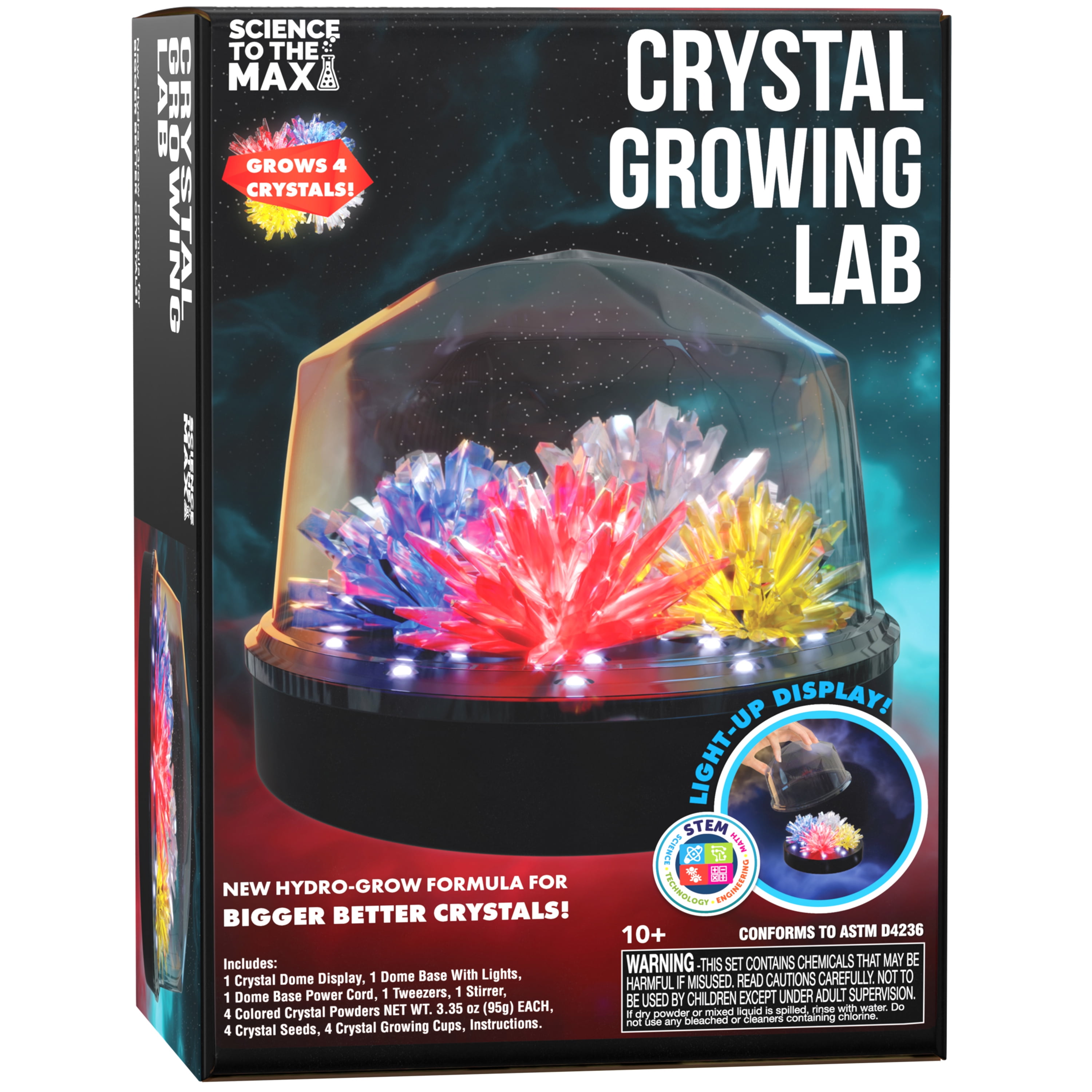 Creative Kids Glow Lab Crystal Growing Kit Grow 4 Crystals with