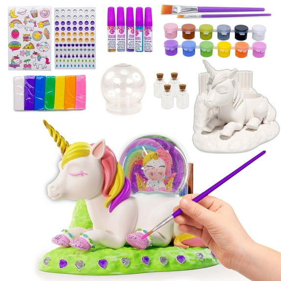 Creative Kids Paint Your Own Unicorn Craft Kit - Ceramic Unicorn Snow Globe – Ages 6+