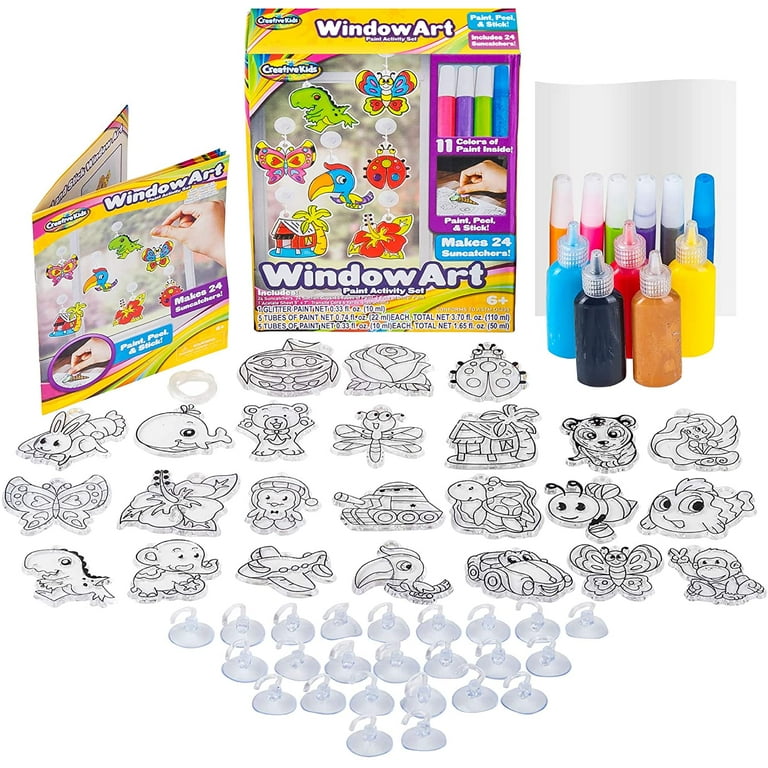 AVIASWIN Aviaswin create Your Own Window Art, 24 Suncatcher Kits for Kids  crafts, Sticker Windows clings, Paint with Water, Preschool Lea