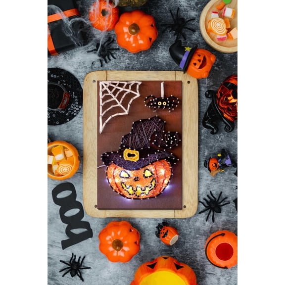 Wizardi Creative Kit/String Art - Pumpkin. DIY Kit. String Art Supplies and Patterns. Craft for Adults. Embroidery for Beginners. Home Decor. ABC-024 Abris Art