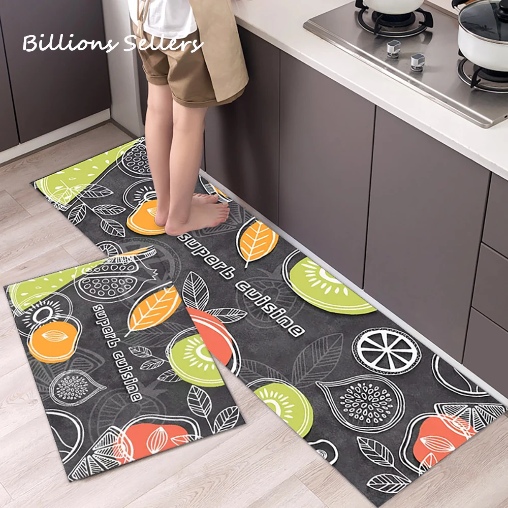 Creative Kitchen Floor Mat Tableware Pattern Entrance Doormat Bathroom ...