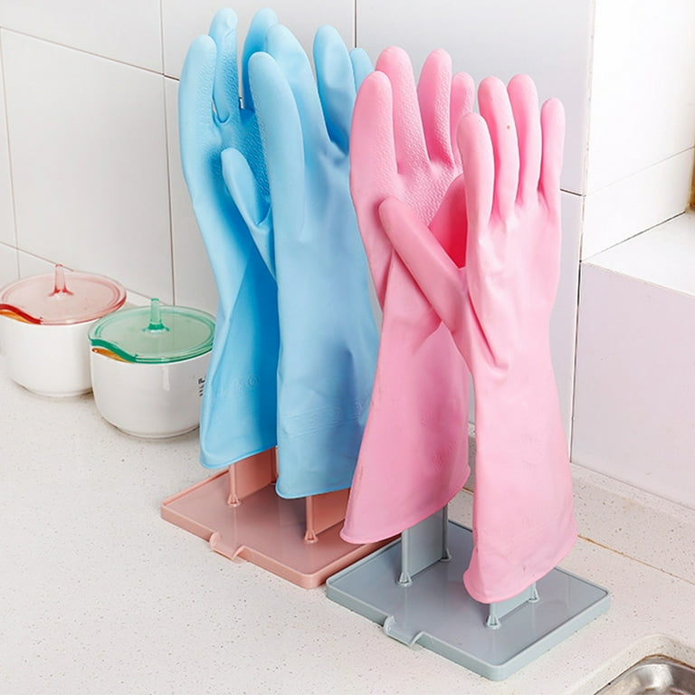Creative Kitchen Rubber Gloves Rack Drain Towel Storage Holder Glove Drying Rack Bathroom Storage Shelf Pink