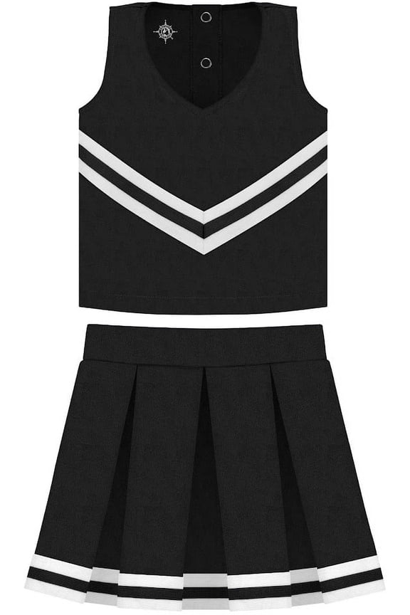 Black Cheerleader Uniform for Toddler and Junior Girls - 3 Piece Cheer Dress with Bloomers
