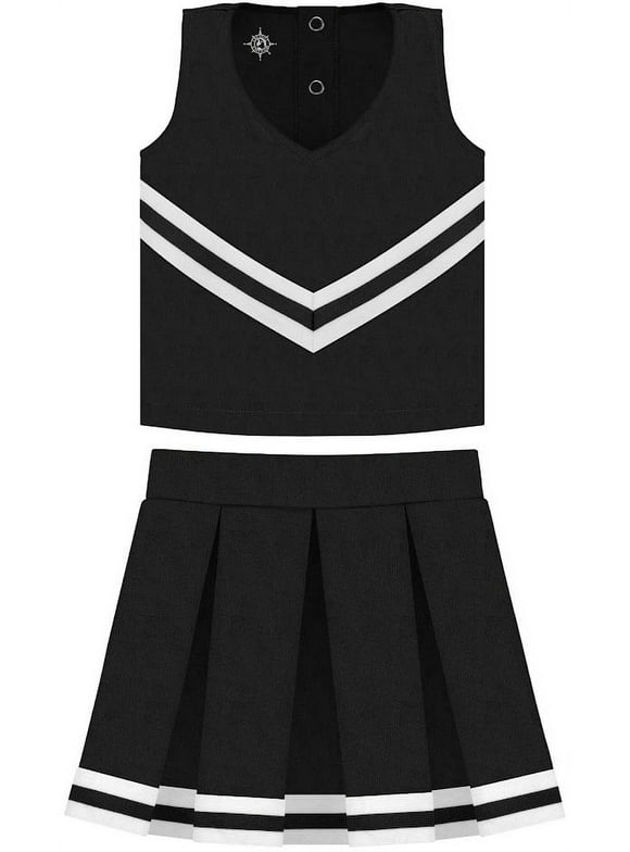 Creative Knitwear Black Cheerleader Uniform for Toddler and Junior Girls - 3 Piece Dress With Bloomers