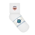 thumbnail image 1 of Creative Knitwear Children’s Crew Socks with Embroidered USA Shield, Single Pair, Sizes 3-11, Unisex Cotton Blend Socks for Boys & Girls, 1 of 3