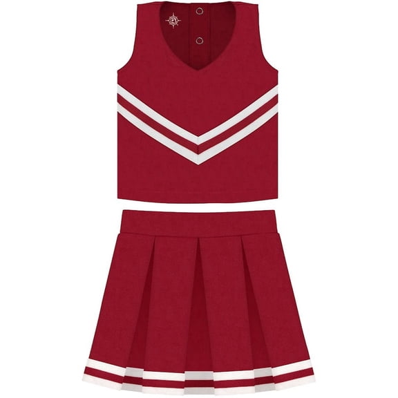 Creative Knitwear Crimson Red Cheerleader Uniform for Toddler and Junior Girls - 3 Piece Dress With Bloomers