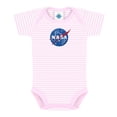 thumbnail image 1 of Creative Knitwear Infant Girls Striped Pink/White Bodysuit with NASA-Inspired Embroidery – Short Sleeve, Snap Closure, 0-3M to 12M, 1 of 2