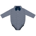thumbnail image 1 of Creative Knitwear Infant Long Sleeve Button Down Dress Shirt- Gingham, Navy, Sizes: 0/3m - 6/9m, 1 of 7