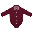 thumbnail image 1 of Creative Knitwear Infant Long Sleeve Button Down Dress Shirt- , Maroon, Sizes: 0/3m - 6/9m, 1 of 7