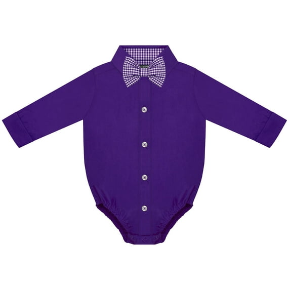 Creative Knitwear Infant Long Sleeve Button Down Dress Shirt- Purple, Sizes: 0/3m - 6/9m