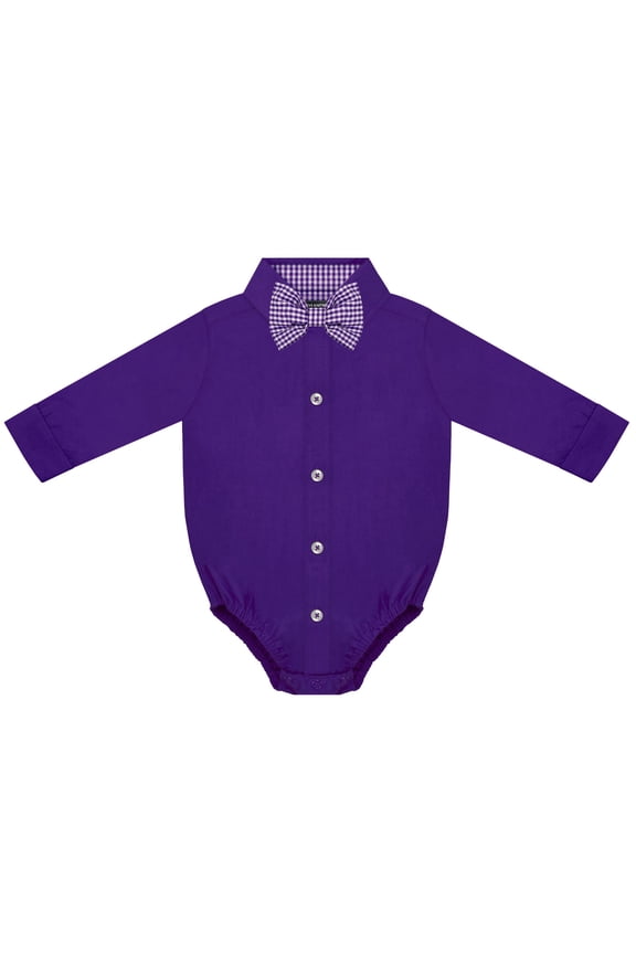 Infant Long Sleeve Button Down Dress Shirt- Purple, Sizes: 0/3m - 6/9m