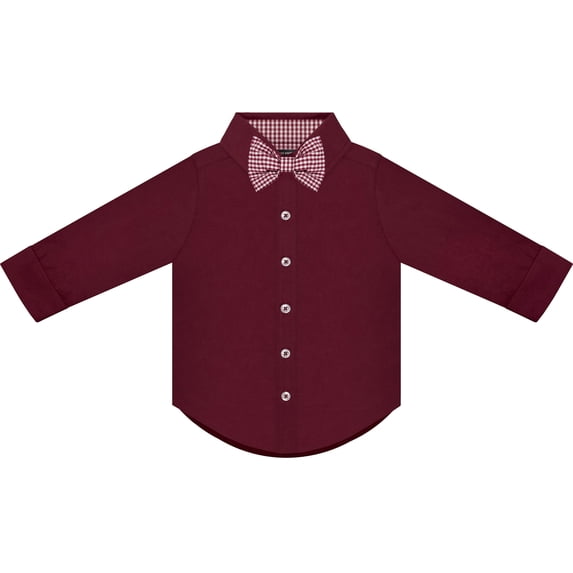 Creative Knitwear Infant and Toddler Long Sleeve Button Down Dress Shirt- Maroon- Sizes 12M - 4T