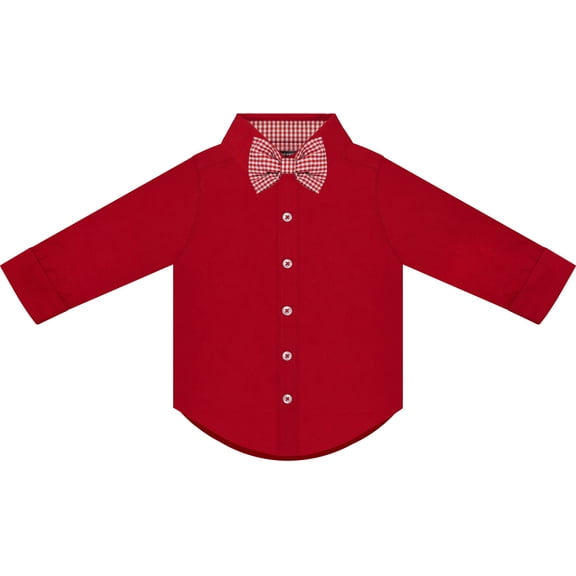 Creative Knitwear Infant and Toddler Long Sleeve Button Down Dress Shirt- Red- Sizes 12M - 4T