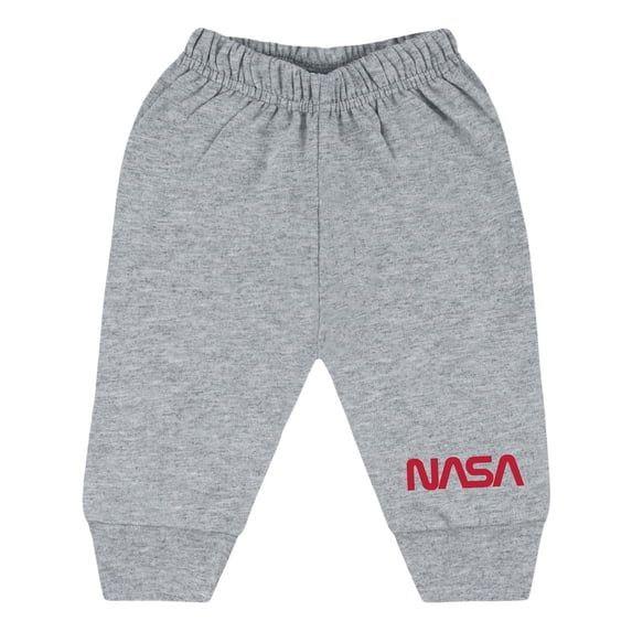 Creative Knitwear Baby & Toddler Sweatpants, Oxford with Red NASA Print, 3T