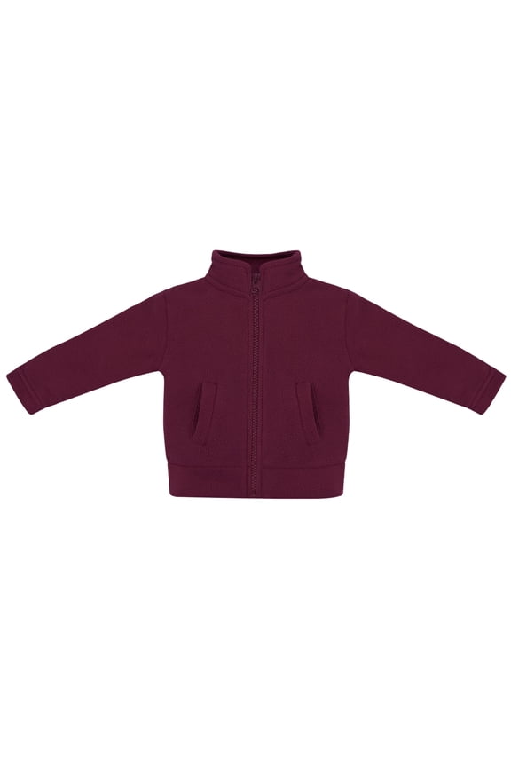 Kids Full Zip Polar Fleece Jacket, Maroon, Sizes 12m-6