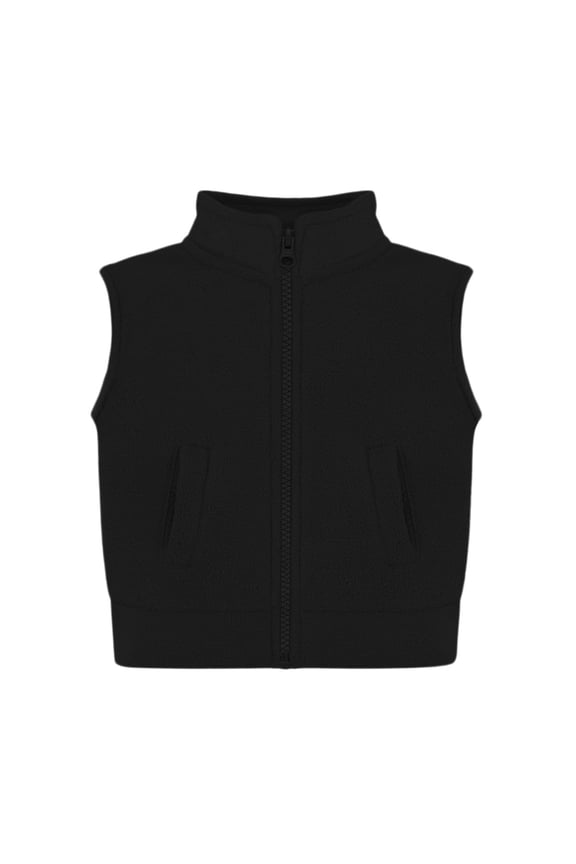 Kids Full Zip Polar Fleece Vest, Black, Sizes 12m-6