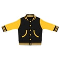 thumbnail image 1 of Creative Knitwear Long Sleeve Varsity Jacket for Infant and Toddler Boy's and Girl's, Black and Gold, 2T, 1 of 3