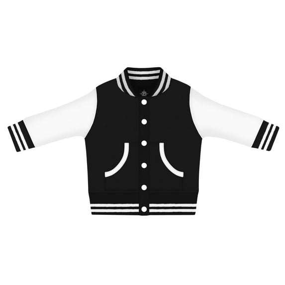 Creative Knitwear Long Sleeve Varsity Jacket for Infant and Toddler Boy's and Girl's, Black and White, Size 5