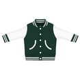 thumbnail image 1 of Creative Knitwear Long Sleeve Varsity Jacket for Infant and Toddler Boy's and Girl's, Hunter and White, 0-3 Months, 1 of 4