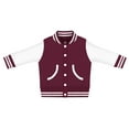 thumbnail image 1 of Creative Knitwear Long Sleeve Varsity Jacket for Infant and Toddler Boy's and Girl's, Maroon and White, Size 6, 1 of 3