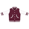 thumbnail image 1 of Creative Knitwear Long Sleeve Varsity Jacket for Infant and Toddler Boy's and Girl's, Maroon and White, Size 8, 1 of 3