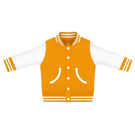Creative Knitwear Long Sleeve Varsity Jacket for Infant and Toddler Boy's and Girl's, Orange and White, 24 Months