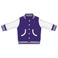 thumbnail image 1 of Creative Knitwear Long Sleeve Varsity Jacket for Infant and Toddler Boy's and Girl's, Purple and White, Size 8, 1 of 3