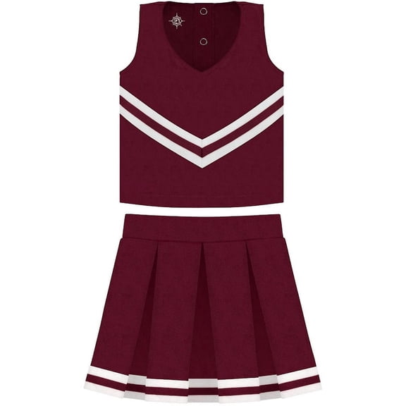 Creative Knitwear Maroon Cheerleader Uniform for Toddler and Junior Girls - 3 Piece Dress With Bloomers