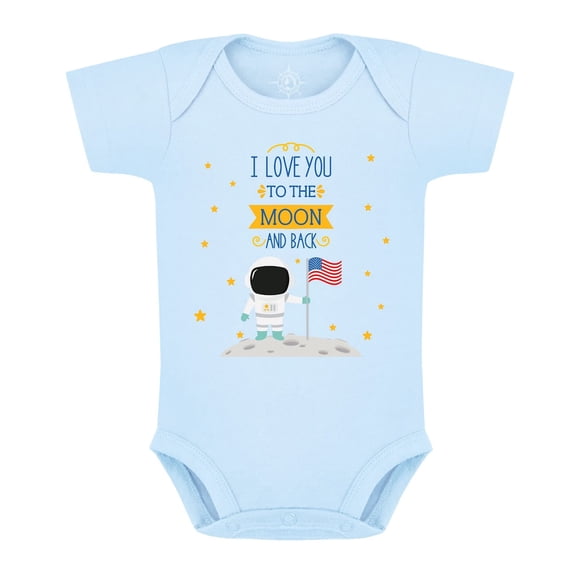 Creative Knitwear NASA Baby Bodysuit- I Love You to the Moon and Back - Light Blue, Newborn