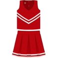 thumbnail image 1 of Creative Knitwear Red Cheerleader Uniform for Toddler and Junior Girls - 3 Piece Dress With Bloomers, 1 of 1