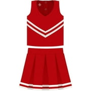 Creative Knitwear Red Cheerleader Uniform for Toddler and Junior Girls - 3 Piece Dress With Bloomers