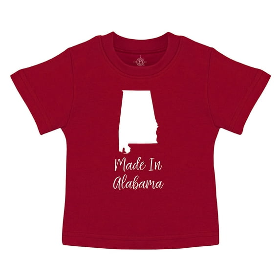 Creative Knitwear States Collection - Boys and Girls Infant and Toddler Tee Shirt - Made In Alabama - Crimson, 0-3 Months
