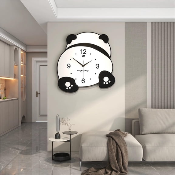 Creative LED Glowing Panda Wall Clock, Silent Quartz Decorative Clock for Living Room, Cute Night Light Clock Home Decoration