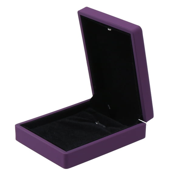 Creative LED Lighted Jewelry Gift Box Lighting Necklace Box Holder Pendant Case Exquisite Gift Container (Purple 7x9x3.2cm)