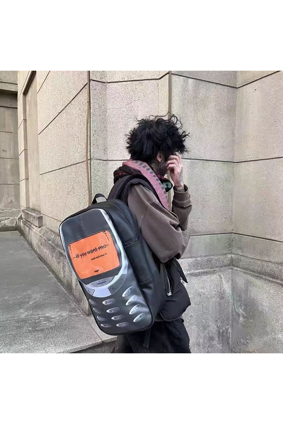 Creative Large Capacity Funny Phone Print Couple Backpack, Novel Stylish Leather Backpack with Slogan "If You Want Me, Just Call Me" for Adults