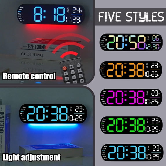 Creative Large Screen LED Digital Wall Clock - Multi-function Alarm ...