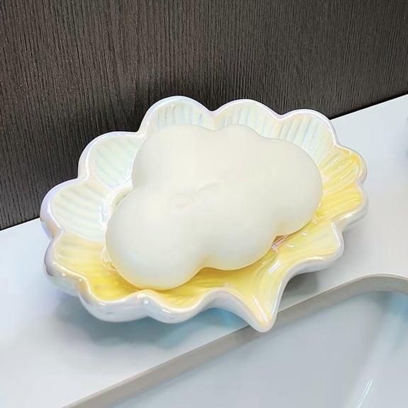 Creative Leaf-Shaped Ceramic Soap Dish - Elegant Bathroom Organizer for Sinks and Countertops