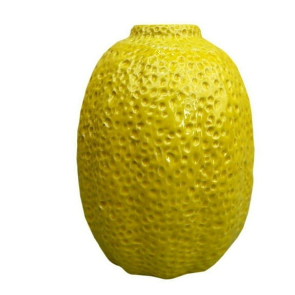 Creative Lemon Vase for Flowers, Ceramic Lemon Shape Vase Unique Yellow Lemons Fruit Shaped Vase