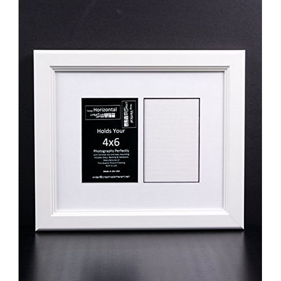 Creative Letter Art [10x16 2 Opening Glass Face White Picture Frame to hold 4 by 6 Photographs including 10 by 12 inch White Mat Collage
