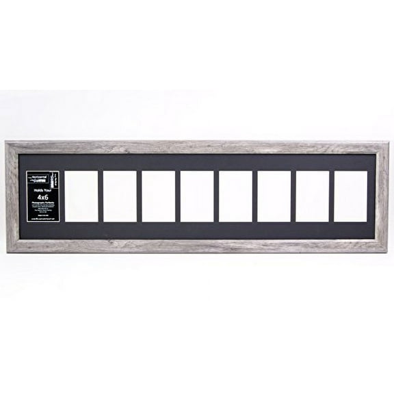 Creative Letter Art [10x40 9 Opening Driftwood Like Picture Frame with Glass to hold 4 by 6 Photographs including 10 by 40 inch Black Mat Collage