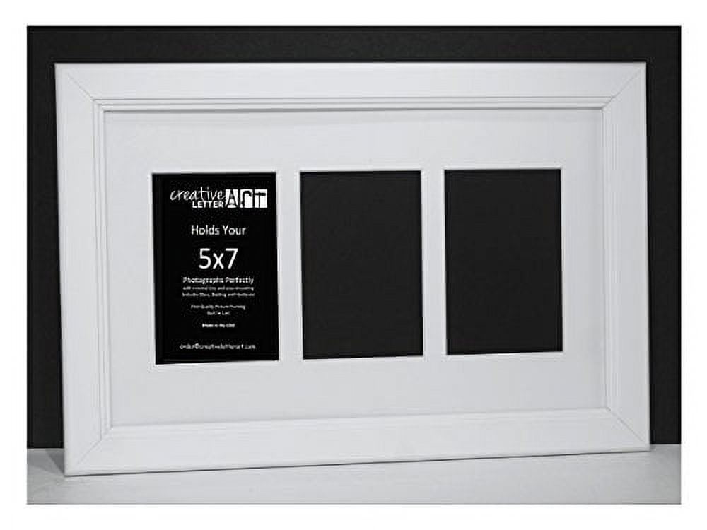 Creative Letter Art 3 Opening Glass Face White Picture Frame to hold 5