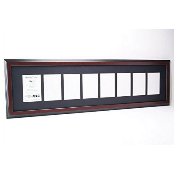 Creative Letter Art Multi 8 Opening Mahogany Picture Frame with Real Glass and Black Mat to Hold 4x6 Photographs for Your Name, Special Word, Wedding or Collage