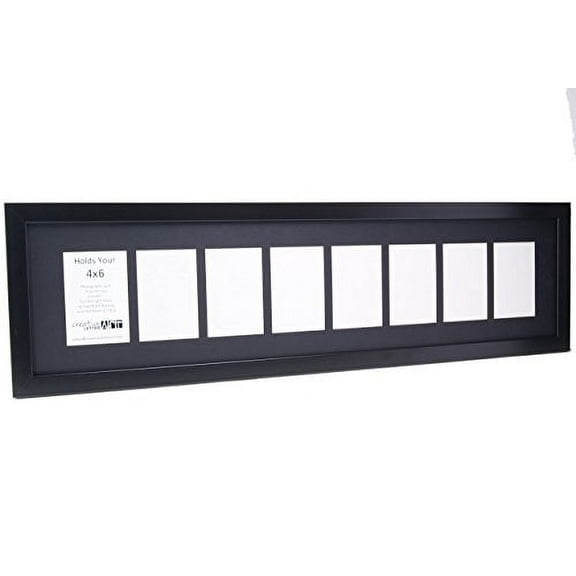 Creative Letter Art Multi 8 Opening Modern Black Picture Frame with Glass and Black Mat to Hold 4x6 Photographs for Your Name, Special Word, Wedding or Collage