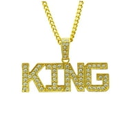 Creative Letter King Design Necklace Funny Hip Hop Pendant Fashion Neck Chain Jewelry for Man (Golden)