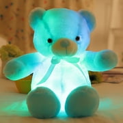 Creative Light Up LED Inductive Teddy Bear Stuffed Animals Plush Toy Colorful Glowing Teddy Bear, 12- Inch, Green
