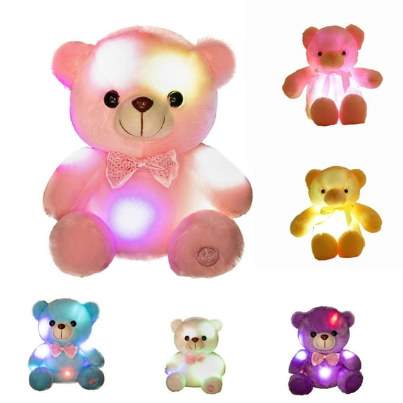 Creative Light Up LED Inductive Teddy Bear Stuffed Animals Plush Toy Colorful Glowing Teddy Bear, 12- Inch(Yellow)