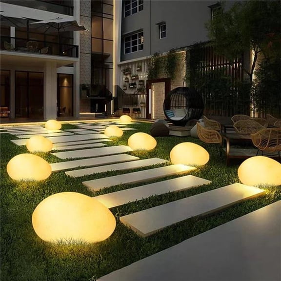 Creative Lighting Cobblestone-L-Solar Cobblestone Garden Light with Solar Powered - Large