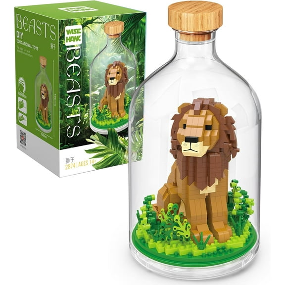 Creative Lion Toy Building Set,Adult Mini Animal Friend Set,Party Favors Gift for Kid,Animal Lover Office Home Decor Birds Building Block Kit,New Year Easter Birthday Gift for Boys Girls